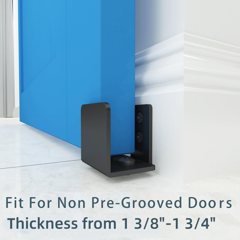 JUBEST Matte Black Floor Guide Wall Mount Sliding Barn Door Hardware Up to 1-3/4"W 1-7/8"H Set of 2 - Image 2